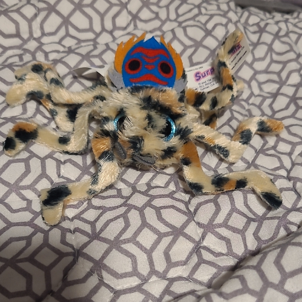 Fuzzy Leopard Print Spider Plush